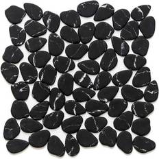 Black Tiles The Tile Life Recycled Cenote Pebble 13" 13" Charcoal Glass Mosaic