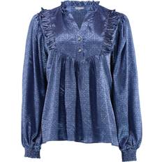 Dame - Silke Bluser Continue Bluse Silke Shinny Sky Blue