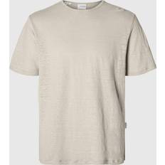 Lin T-shirts Selected Tee-shirt col rond en lin - Taille - Beige