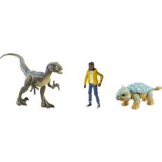 Mattel Jurassic World Dino Escape Darius Storypack Action Figure 3-Pack Darius Velociraptor Blue & Ankylosurus Bumpy