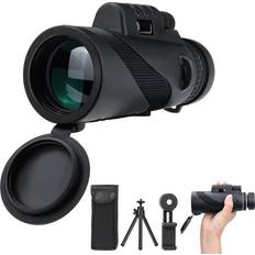 80x100 High Powered Monocular Telescope for Smartphone Compact & Portable High Definition Monocular for Adults with Low Night Vision, High Powered Telescope with Smartphone Adapter