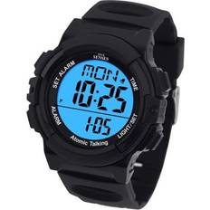 Watches MaximalPower TimeChant Atomic English Talking for Seniors Men and Talking with Day-Date Loud Alarm Clock Visually Impaired Black