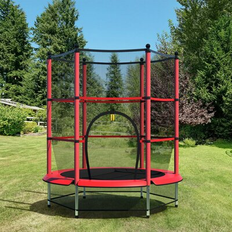 Red Trampolines Gymax 55 Recreational Trampoline for Kids Toddler Trampoline w/ Enclosure Net Red