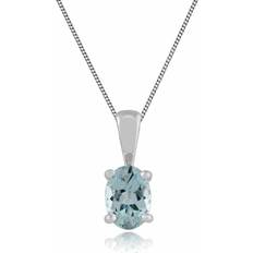 Gemondo Classic Oval Aquamarine Pendant in 9ct White Gold