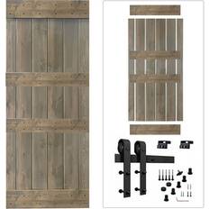 Akicon Paneled Wood Barn Door with Hardware Kit (x)