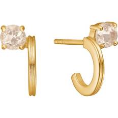 Duet hoops med Champagne Kvarts guldbelagt