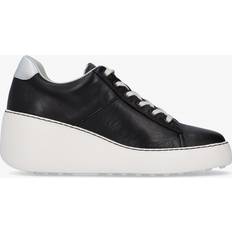 Fly London Black Trainers Fly London Delf Black Silver Leather Wedge Trainers Colour: Black Leat