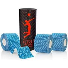 Flexu Kinesiology Tape, Black 3 Roll Pack Ultra-Thin Rayon, Latex-Free, Hypoallergenic Professional Therapeutic Tape to Alleviate Pain, Reduce Swelling