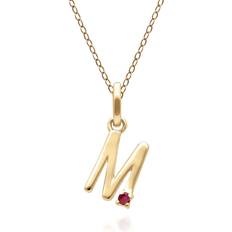 9k Halsband Gemondo Initial Ruby Letter Necklace In 9ct Yellow Gold