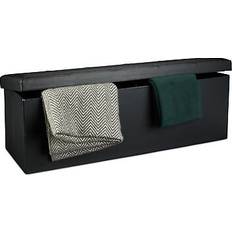 Relaxdays Folding Storage Ottoman XL 38 x 114 x 38 cm Sturdy Seat with Bench