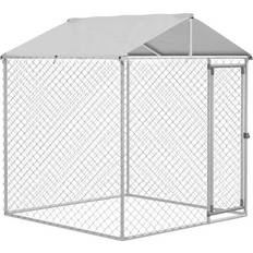 Pawhut 6.6 6.6 7.8 Dog Kennel Outdoor with Waterproof Roof Silver