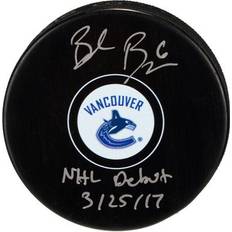 Fanatics Authentic "Brock Boeser Vancouver Canucks Autographed Hockey Puck with "NHL Debut 3/25/17" Inscription"