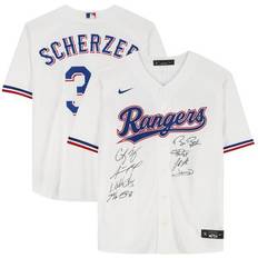 Fanatics Authentic Texas Rangers 2023 MLB World Series Champions Multi-Signed White Nike Max Scherzer Jersey with Signatures including Corey Seager, Adolis Garcia & Limited Edition of