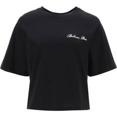 Balmain Vrouw T-shirts Balmain Katoenen T-shirt Met Geborduurd Logo - Black