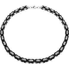 Stainless Steel Necklaces Bling Jewelry Mechanic Byzantine Biker Urban Double Flexible Heavy Chain Necklace Men Teen Black Silver Two Tone Stainless Steel Black