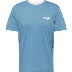 Wrangler Herren T-Shirts Wrangler T-Shirt rauchblau weiß