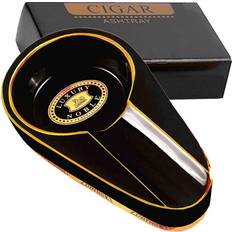Geni-Store Cigar Ashtray, Outdoor Ceramic Ashtray, Cigar Travel Ashtray black