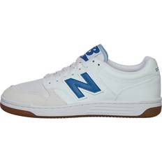 Sko New Balance Men's 480 in White/Blue/Pink Leather, White/blanc/Blue/Bleu/Pink/Rose