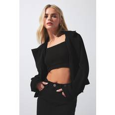 Cropped Coats PixieGirl Petite Cropped Trench Coat Black