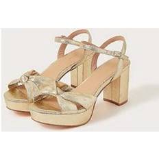 Polyester Heeled Sandals Monsoon Metallic Twist Knot Platform Heel Sandals, Gold