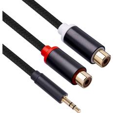 Tomtop Jms 3.5mm Male to Dual RCA Female Cable 1/8 to Double RCA Stereo Cable Gold Plated 1Ft