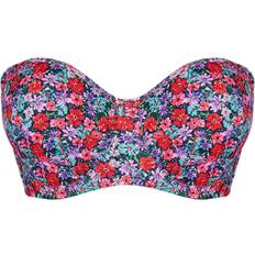 Elastane/Lycra/Spandex - Women Bikini Tops Curvy Kate Kitsch Bandeau Strapless Multiway Bikini Top - Floral Print Multicolour