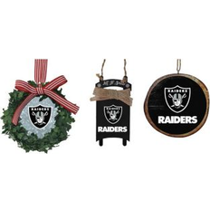 The Memory Company Las Vegas Raiders Three-Pack Wreath, Sled Circle Ornament