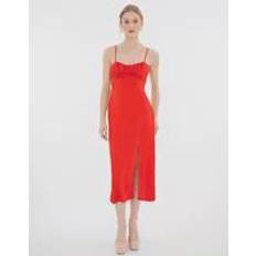 Robe nuisette - Rouge Robes Storm Slip Midi Dress in Red