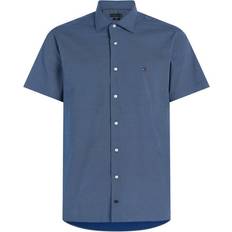 Tommy Hilfiger Men Dresses Tommy Hilfiger Micro Print Short Sleeve Regular Shirt ANCHOR BLUE OPTIC WHITE 43R