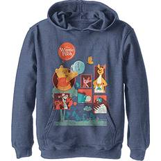 Disney Winnie Pooh and Friends Boy's Hooded Pullover Fleece, Navy Blue Heather