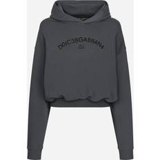 Dolce & Gabbana Sweaters Dolce & Gabbana Gray Cropped Hoodie