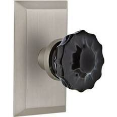 Building Materials Nostalgic Warehouse Black Crystal Door Knob Studio Plate 1