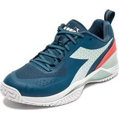 Diadora Women Racket Sport Shoes Diadora Blushield Torneo AG Women's Tennis Shoes Legion Blue/White/Surf Spray