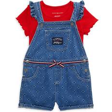 Tommy Hilfiger Girls Children's Clothing Tommy Hilfiger Little Girl's Ribbed Logo T-shirt & Printed Denim Shortall 2 piece Set - Assorted