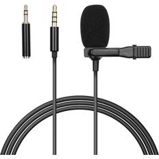 Greenzech Omni-directional Condenser Lavalier Microphone with Foam Windshield 3.5mm TRRS 3.5mmTRS Adapter 3m Cable