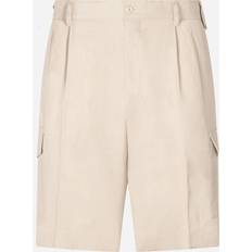 Dolce & Gabbana Beige Shorts Dolce & Gabbana Bermuda Cargo Shorts In Linen Man Trousers And Shorts Beige Linen