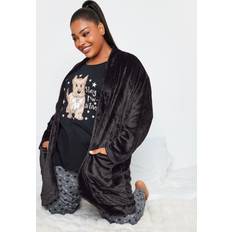 XXL Robes Yours Short Dressing Gown Black 18-20