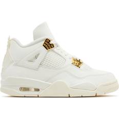 Polyurethane - Women Sneakers NIKE Air Jordan 4 Retro W - Sail/Metallic Gold/Black