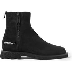 Off-White Chelsea Boots Off-White Stiefel mit Logo-Print Herren Kalbsleder/Gummi/Kalbswildleder Schwarz