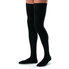 Jobst forMen Thigh High 20-30 mmHg Ribbed Dress Compression Stocking, Closed Toe, Large, Black