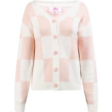 Ruutukuviollinen Neuletakit Mymo Blonde Cardigan - Light Pink