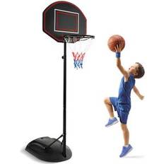 Basketball Costway 5.5 to 7.5 FT Adjustable Portable Basketball Hoop System with Anti-Rust Stand and Wheels