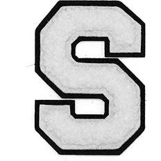 Letter S 2-1/2" Chenille Stitch Varsity Iron-On Patch by pc, TR-12154 White