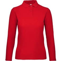 Tops B&C ID.001 Womens/Ladies Long Sleeve Polo Crimson