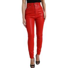 Dame - Rød Jeans Dolce & Gabbana Red Cotton High Waist Skinny Denim Jeans Bukser, Color_Rød, Dame, IT40/S, Jeans, Jeans Pants Women Clothing, Red, Rød