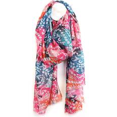 Florals Accessories Pom Bright Pink, Orange And Blue Paisley Silhouette Scarf