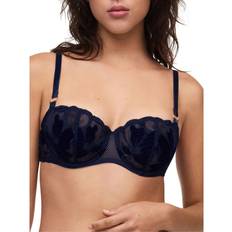 Velvet Underwear Chantelle Fleurs Signature Half Cup Balconette Bra, Velvet Marine Blue