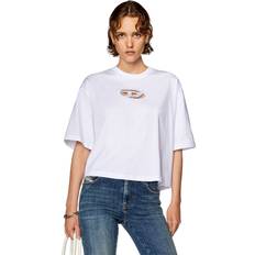 Diesel T-shirt boxy con ricamata T-Shirts Donna Bianco