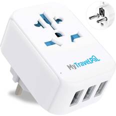 UK to Europe Travel Adapter With 3 USB Ports MyTravelPal European Travel Adaptor Schuko Plug EU Germany France Spain