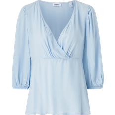 Esprit Dame Bluser Esprit Bluse Gather Sleeve Blå